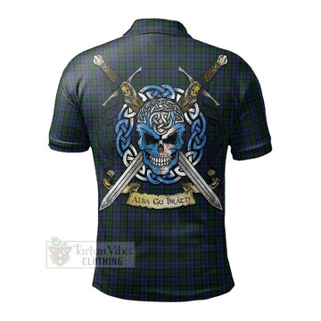 Sutherland Tartan Polo Shirt with Family Crest Celtic Skull Style