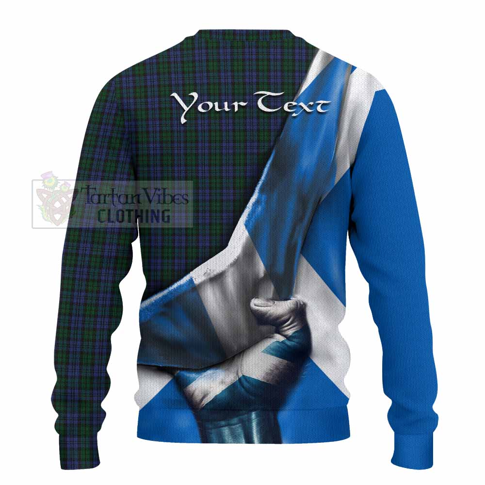 Tartan Vibes Clothing Sutherland Tartan Knitted Sweater with Family Crest Scotland Patriotic Style