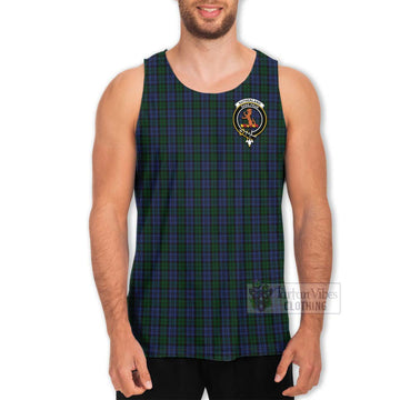 Sutherland Tartan Men's Tank Top with Family Crest Celtic Skull Style