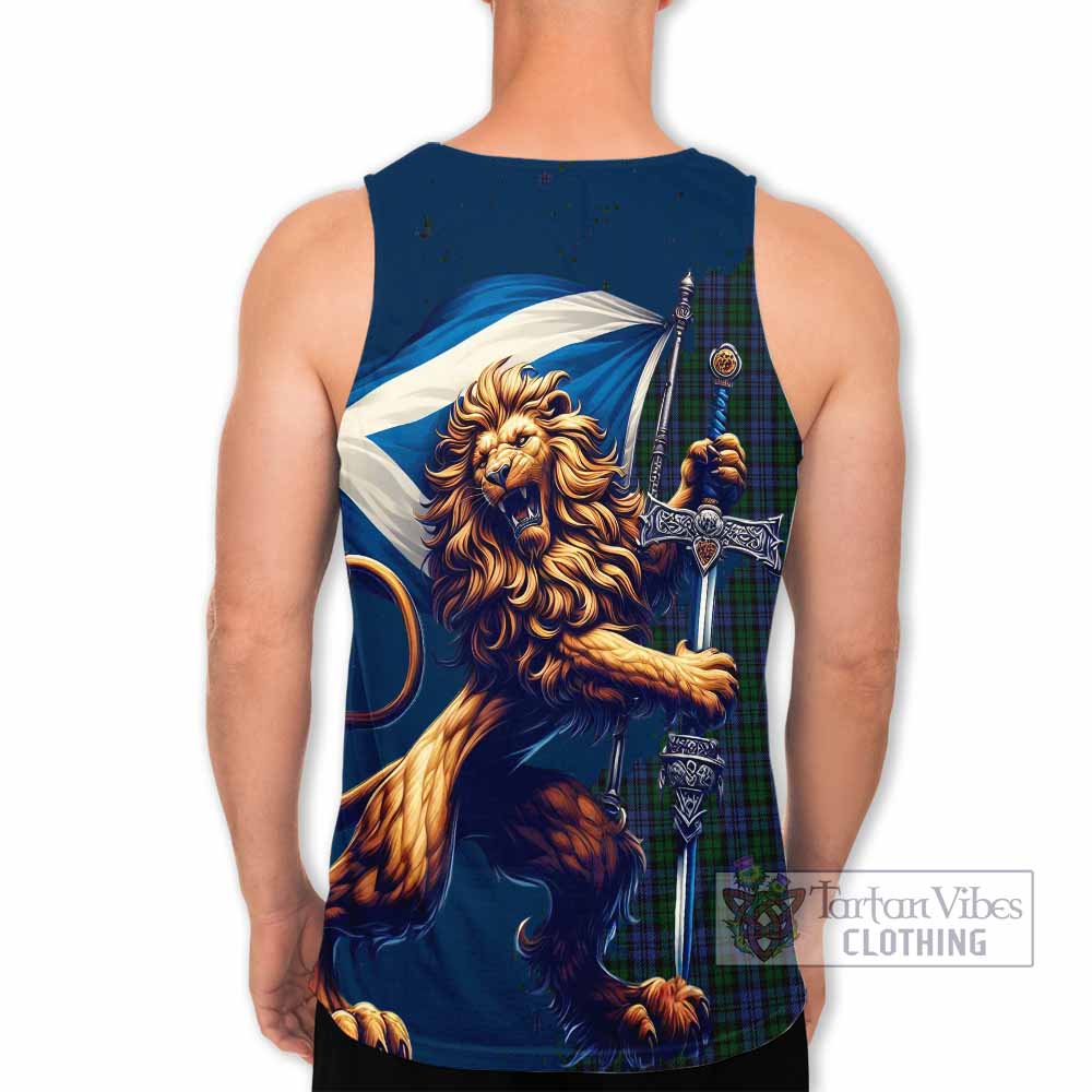 Tartan Vibes Clothing Sutherland Tartan Family Crest Men's Tank Top with Scottish Majestic Lion