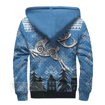 Sutherland Clan Christmas Sherpa Hoodie Celtic Reindeer Style