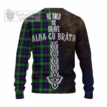 Sutherland Tartan Family Crest Knitted Sweater Alba Gu Brath Be Brave Lion Ancient Style - Tartan Vibes Clothing