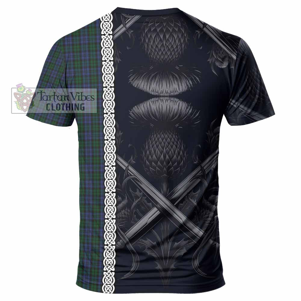 Tartan Vibes Clothing Sutherland Tartan T-Shirt with Family Crest Cross Sword Thistle Celtic Vibes