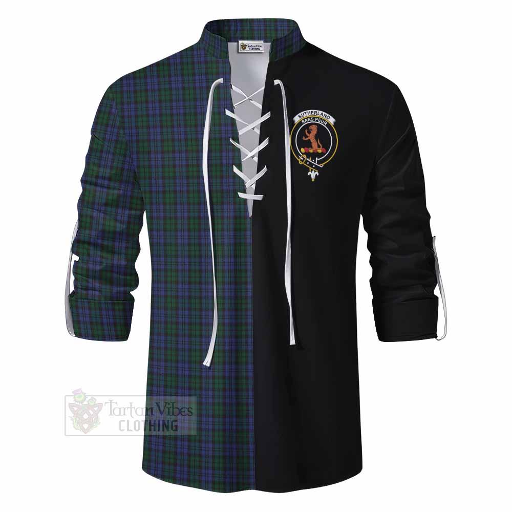 Tartan Vibes Clothing Sutherland Tartan Ghillie Kilt Shirt with Family Crest and Half Of Me Style