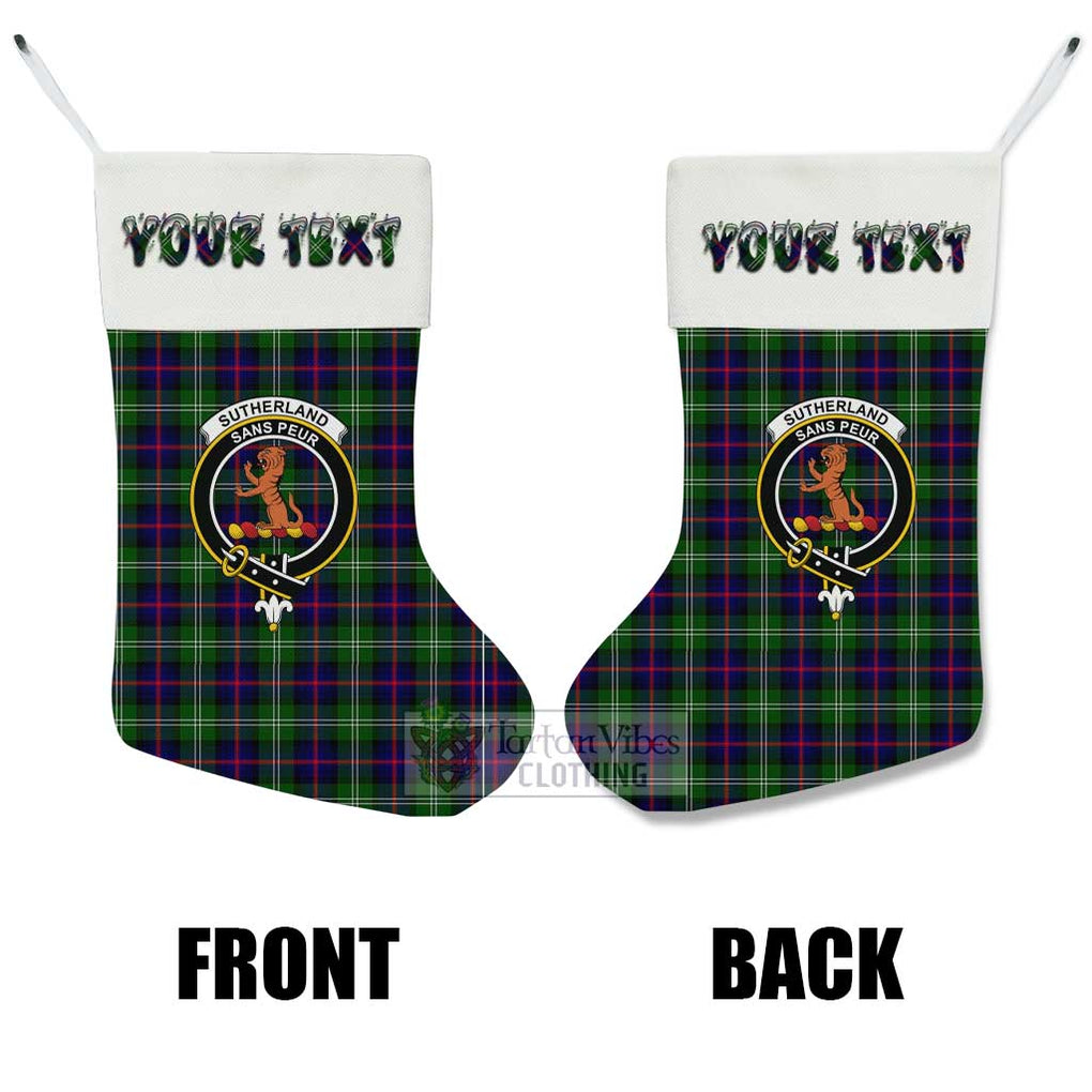 Tartan Vibes Clothing Sutherland Tartan Family Crest Christmas Stocking with Personalized Text