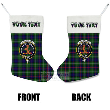 Sutherland Tartan Family Crest Christmas Stocking with Personalized Text