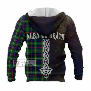 Sutherland Tartan Family Crest Knitted Hoodie Alba Gu Brath Be Brave Lion Ancient Style - Tartan Vibes Clothing
