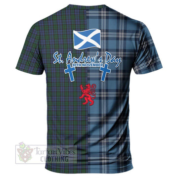 Sutherland Tartan T-Shirt Happy St. Andrew's Day Half Tartan Style