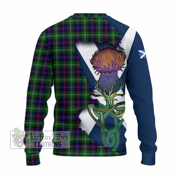 Sutherland Tartan Family Crest Knitted Sweater Scottish Thistle Celtic Inspired - Tartan Vibes Clothing