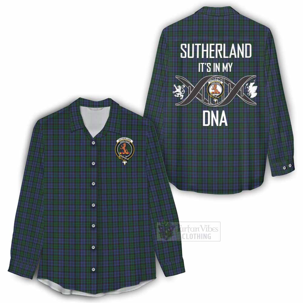 Tartan Vibes Clothing Sutherland Tartan Women's Casual Shirt with Family Crest DNA In Me Style