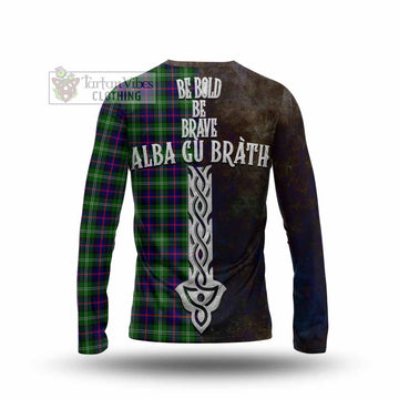 Sutherland Tartan Family Crest Long Sleeve T-Shirt Alba Gu Brath Be Brave Lion Ancient Style - Tartan Vibes Clothing