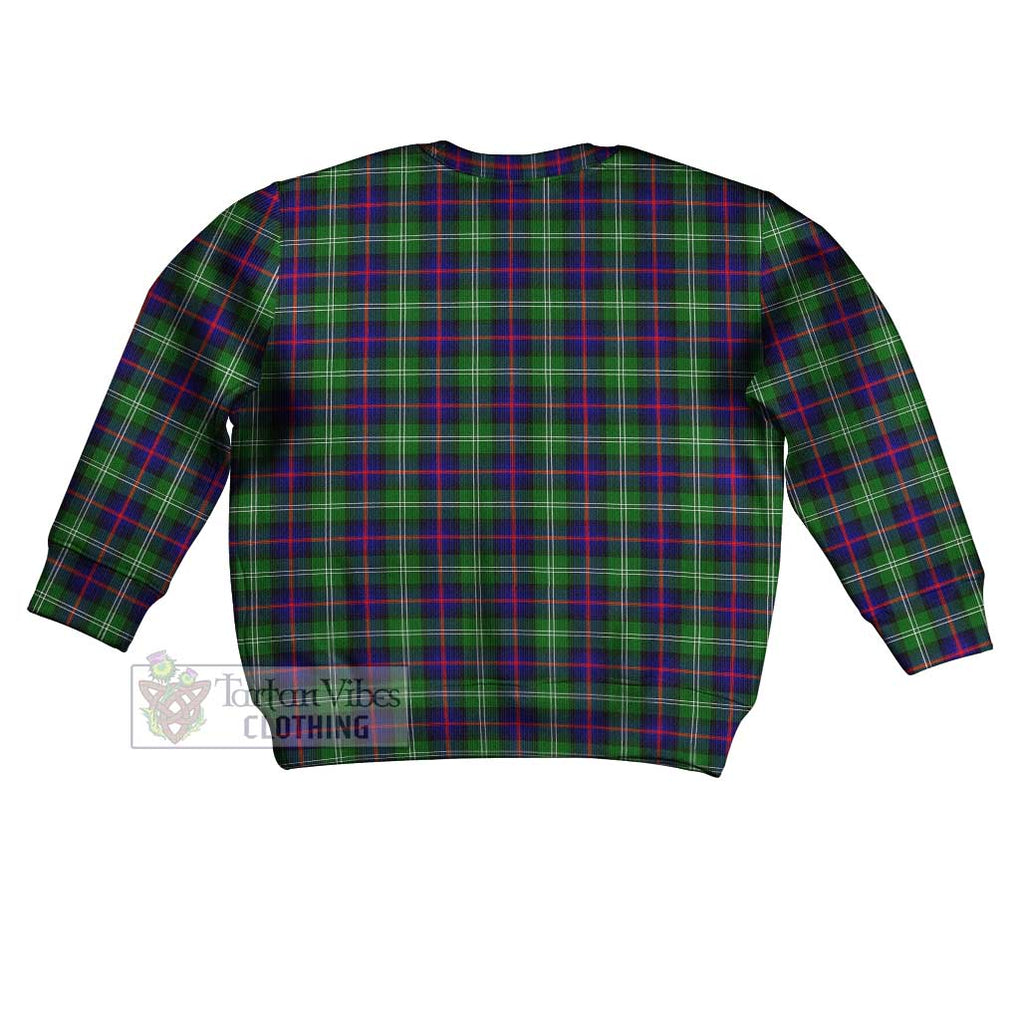 Tartan Vibes Clothing Sutherland Tartan Kid Ugly Sweater with Family Crest