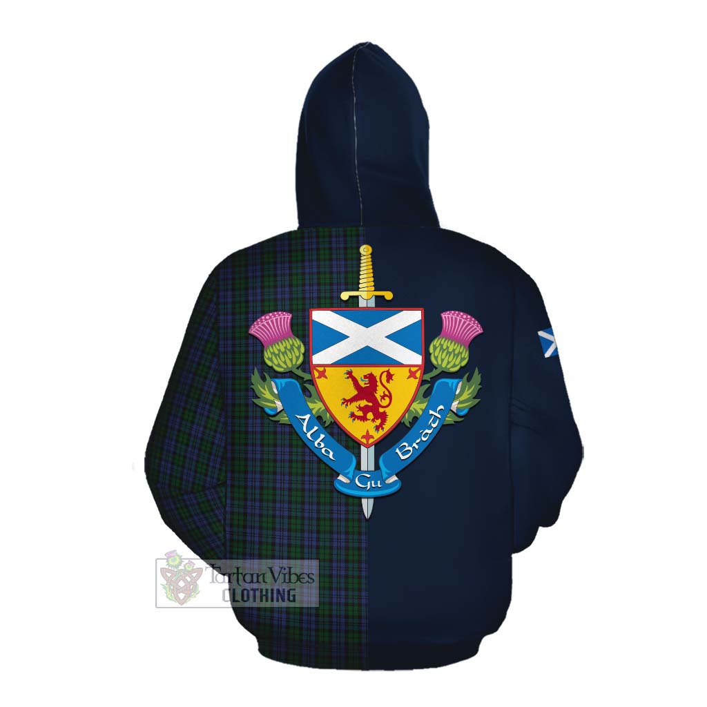 Tartan Vibes Clothing Sutherland Tartan Cotton Hoodie Alba with Scottish Lion Royal Arm Half Style