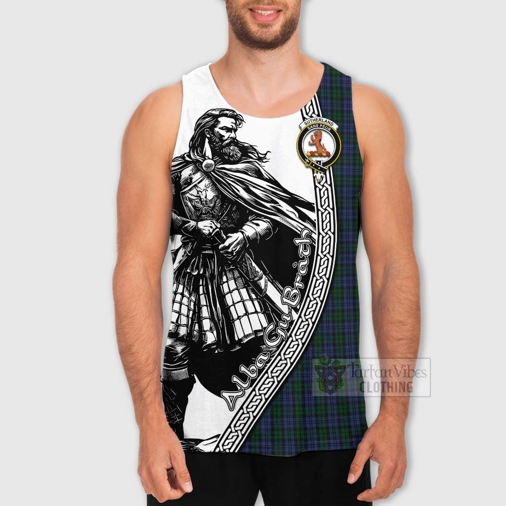 Tartan Vibes Clothing Sutherland Tartan Clan Crest Men's Tank Top with Highlander Warrior Celtic Style