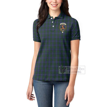 Sutherland Tartan Women's Polo Shirt with Family Crest and Bearded Skull Holding Bottles of Whiskey