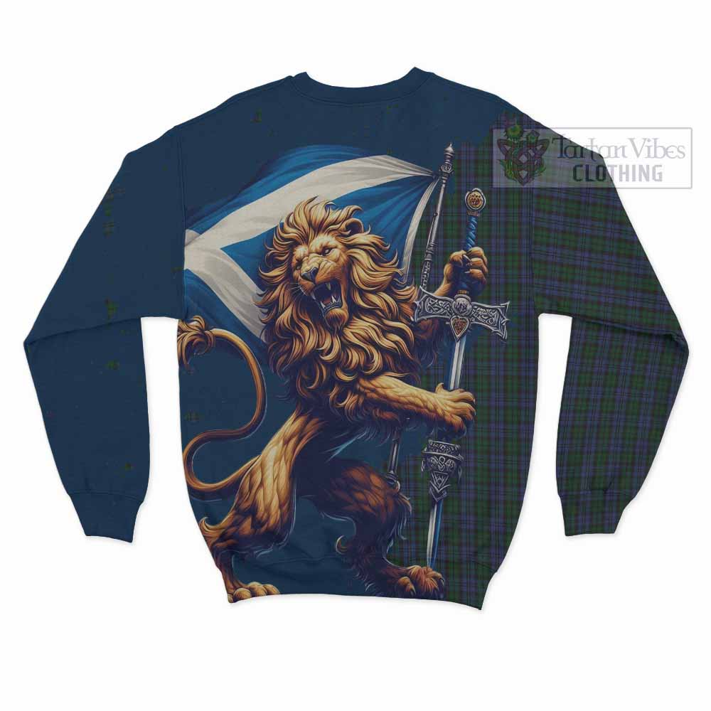 Tartan Vibes Clothing Sutherland Tartan Family Crest Sweatshirt with Scottish Majestic Lion