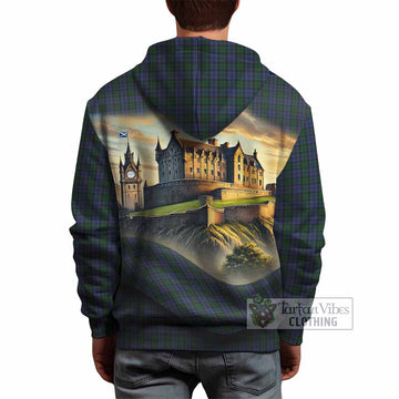 Sutherland Tartan Family Crest Hoodie with Scottish Ancient Castle Style - Tartan Vibes Clothing