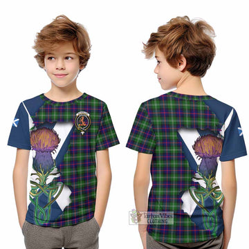 Sutherland Tartan Family Crest Kid T-Shirt Scottish Thistle Celtic Inspired - Tartan Vibes Clothing