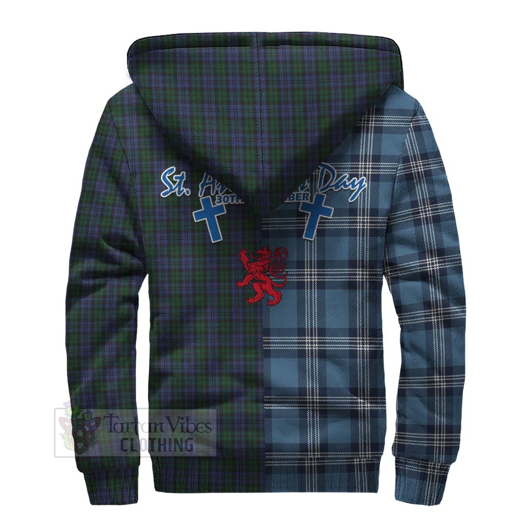 Tartan Vibes Clothing Sutherland Tartan Sherpa Hoodie Happy St. Andrew's Day Half Tartan Style