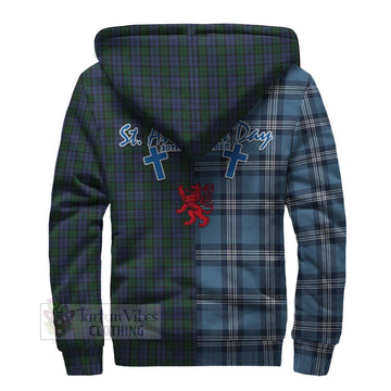 Sutherland Tartan Sherpa Hoodie Happy St. Andrew's Day Half Tartan Style