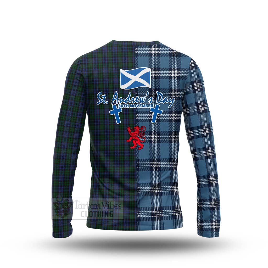 Tartan Vibes Clothing Sutherland Tartan Long Sleeve T-Shirt Happy St. Andrew's Day Half Tartan Style