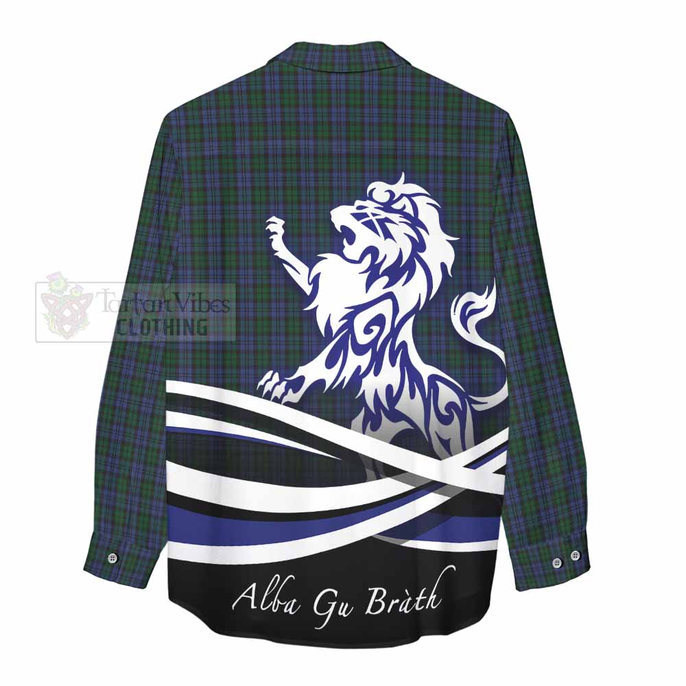 Tartan Vibes Clothing Sutherland Tartan Women's Casual Shirt with Alba Gu Brath Regal Lion Emblem