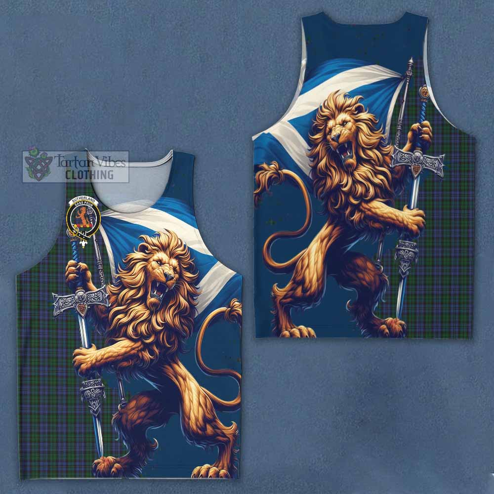 Tartan Vibes Clothing Sutherland Tartan Family Crest Men's Tank Top with Scottish Majestic Lion