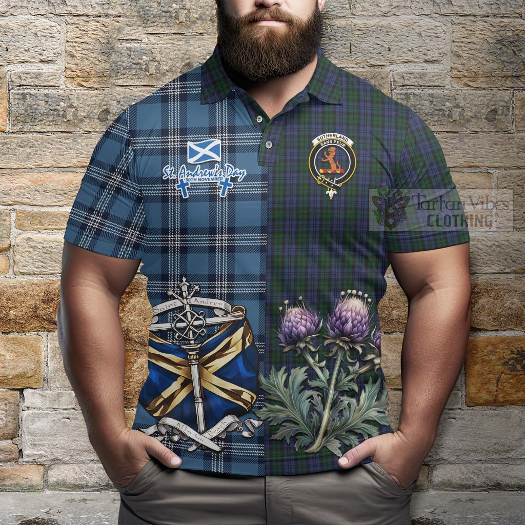 Tartan Vibes Clothing Sutherland Tartan Polo Shirt Happy St. Andrew's Day Half Tartan Style