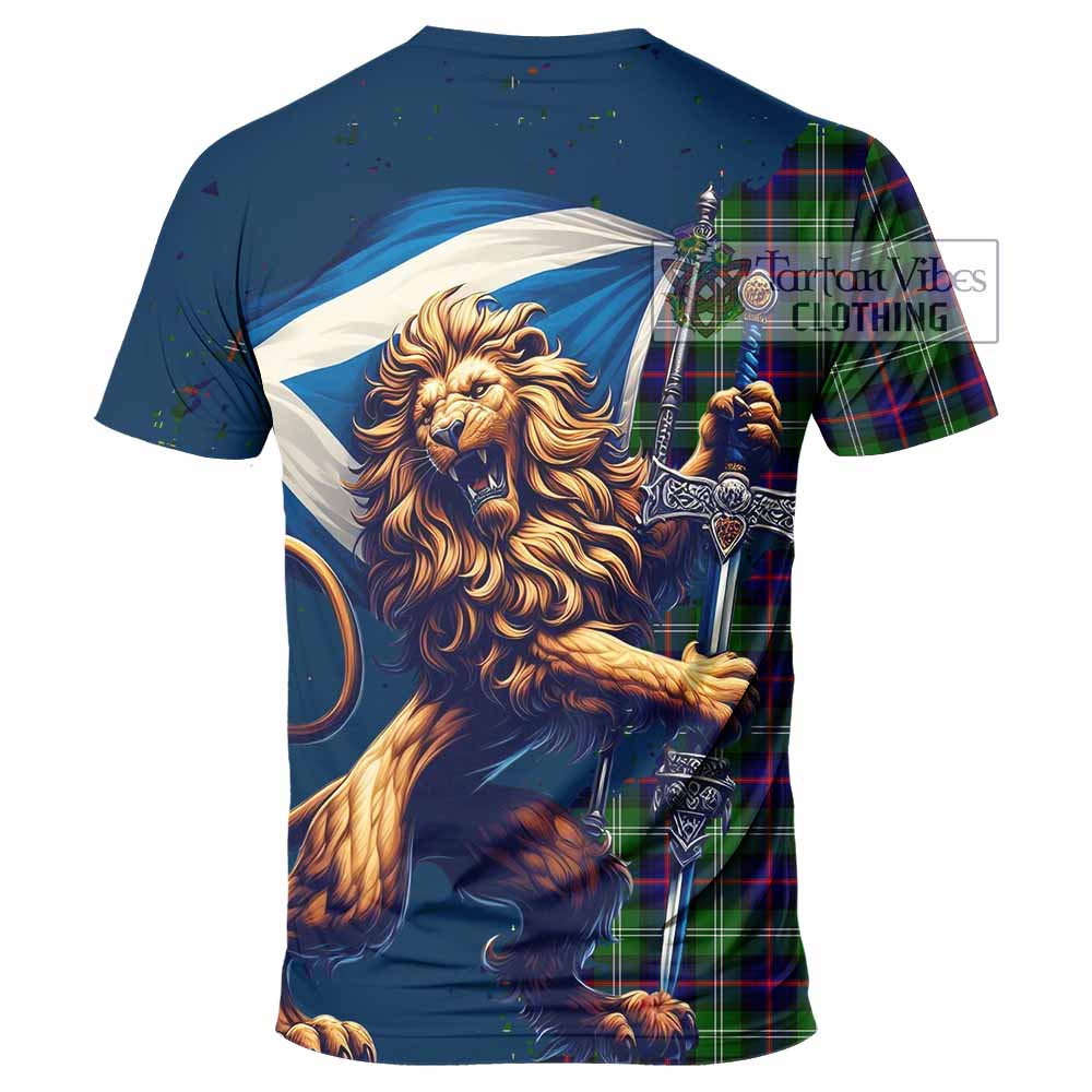 Tartan Vibes Clothing Sutherland Tartan Family Crest T-Shirt with Scottish Majestic Lion