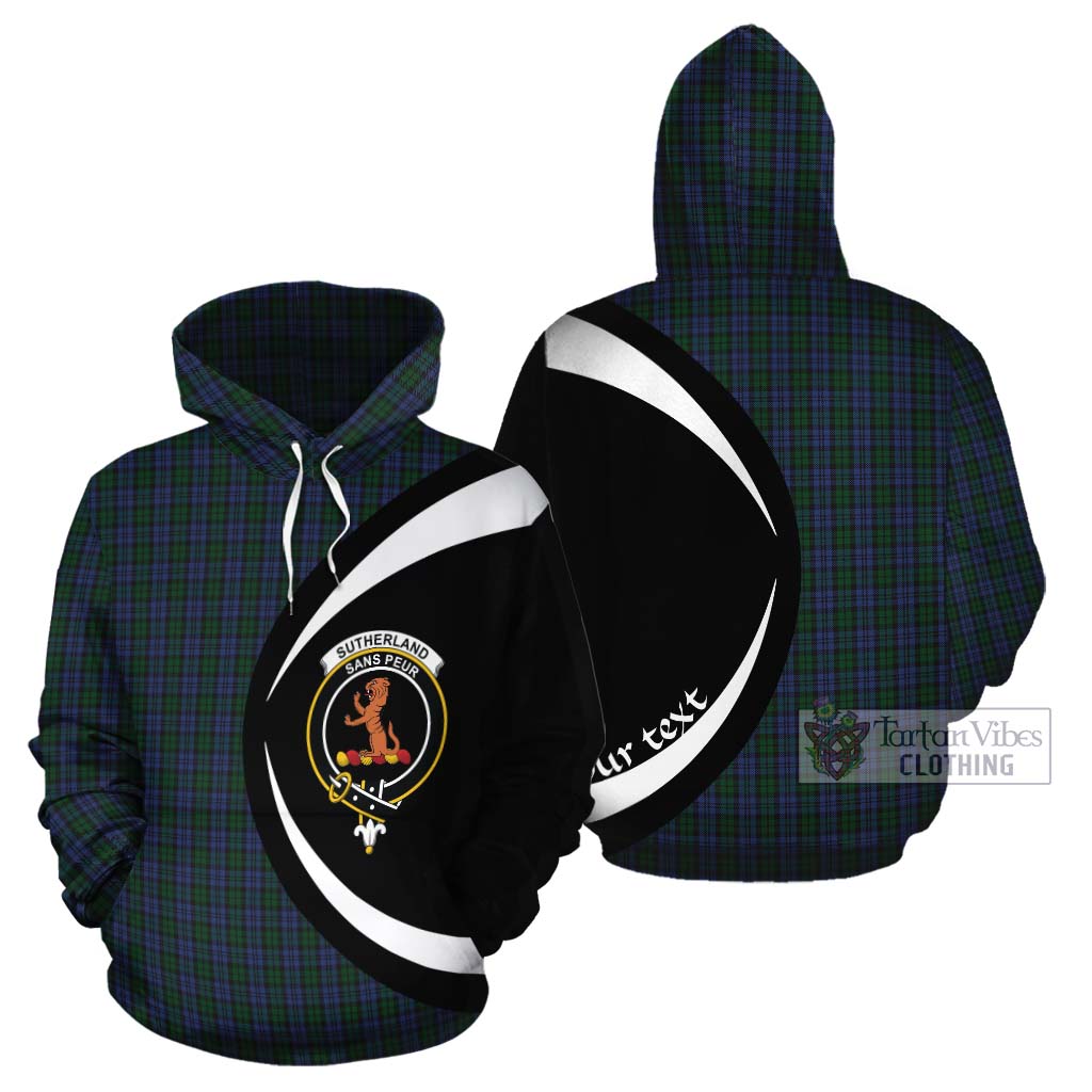 Tartan Vibes Clothing Sutherland Tartan Cotton Hoodie with Family Crest Circle Style