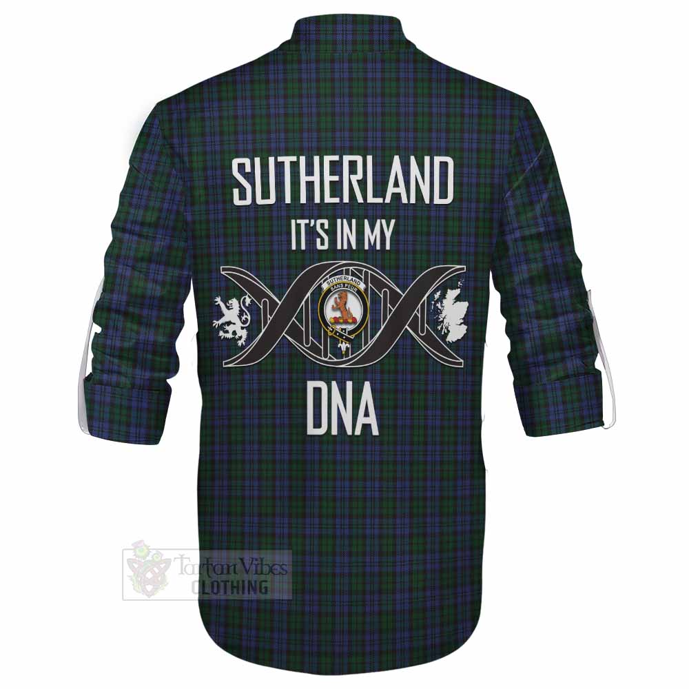 Tartan Vibes Clothing Sutherland Tartan Ghillie Kilt Shirt with Family Crest DNA In Me Style