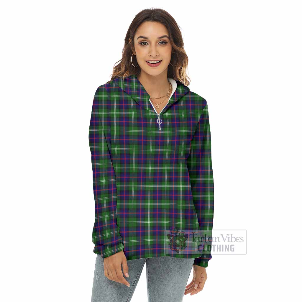 Tartan Vibes Clothing Sutherland Tartan Women's Borg  Half Zip Fleece Hoodie