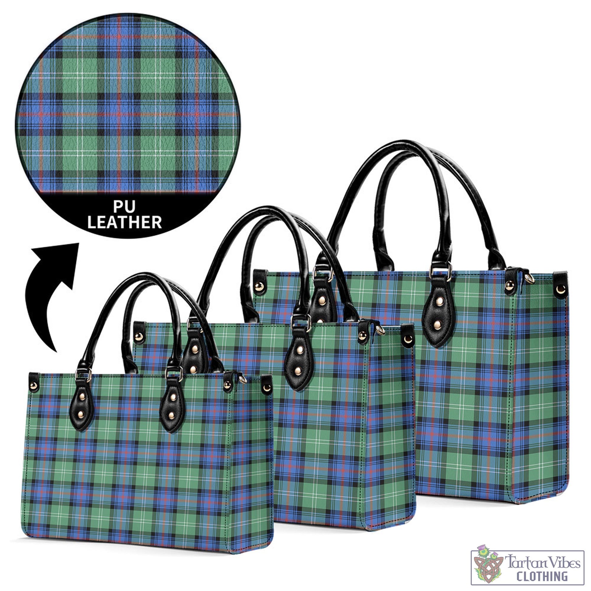 Tartan Vibes Clothing Sutherland Ancient Tartan Luxury Leather Handbags