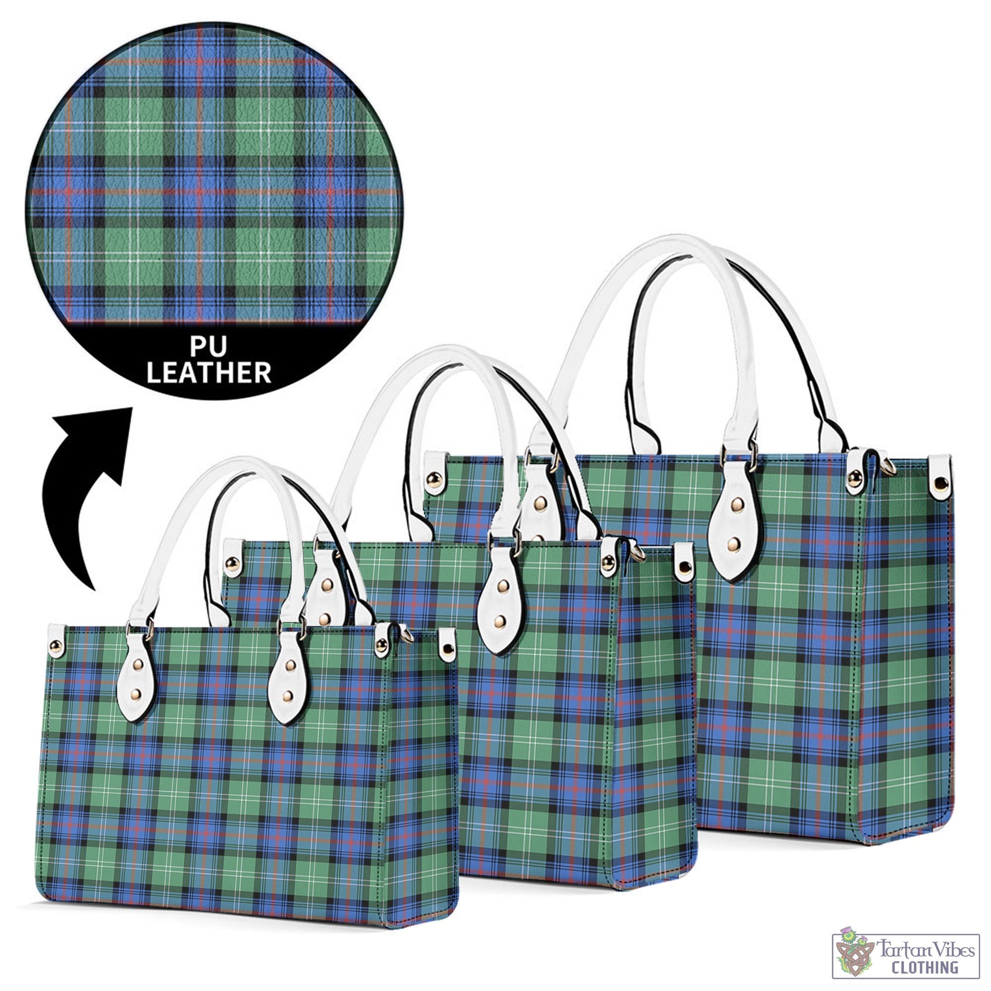 Tartan Vibes Clothing Sutherland Ancient Tartan Luxury Leather Handbags