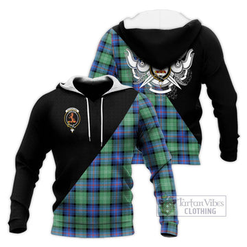 Sutherland Ancient Tartan Knitted Hoodie with Family Crest and Military Logo Style