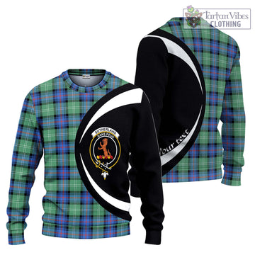 Sutherland Ancient Tartan Ugly Sweater with Family Crest Circle Style