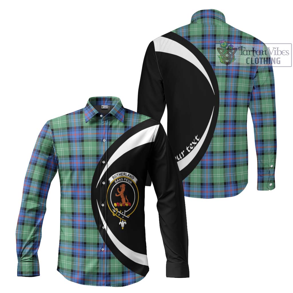 Sutherland Ancient Tartan Long Sleeve Button Up with Family Crest Circle Style Men's Shirt S - Tartan Vibes Clothing