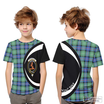 Sutherland Ancient Tartan Kid T-Shirt with Family Crest Circle Style