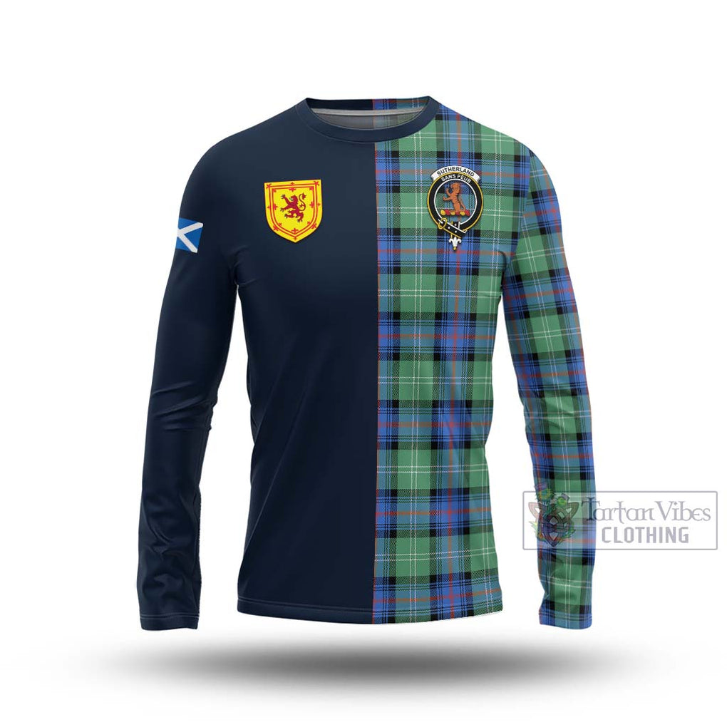 Tartan Vibes Clothing Sutherland Ancient Tartan Long Sleeve T-Shirt with Scottish Lion Royal Arm Half Style