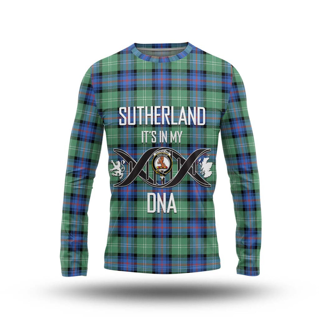 Sutherland Ancient Tartan Long Sleeve T-Shirt with Family Crest DNA In Me Style Unisex - Tartanvibesclothing Shop