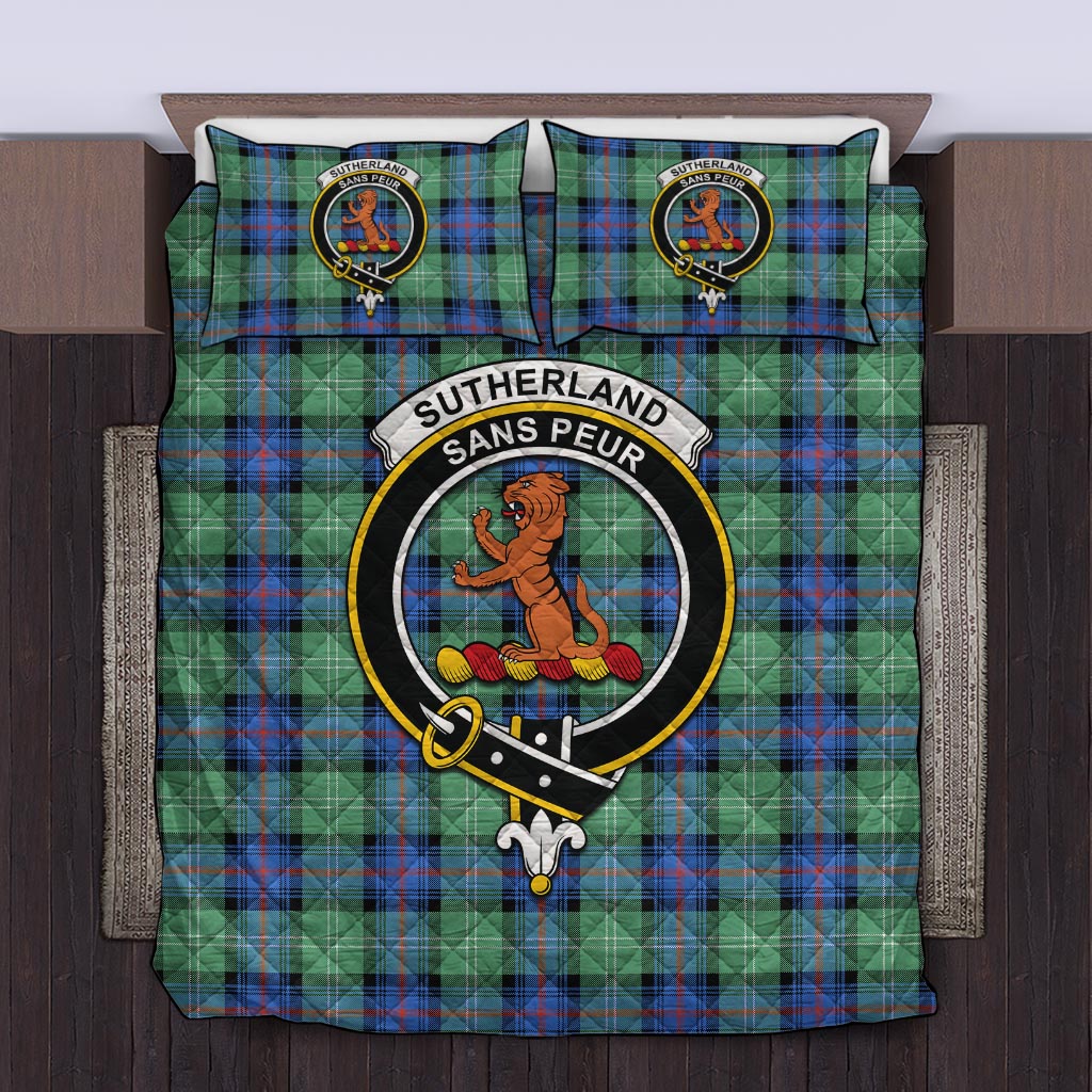 Sutherland Ancient Tartan Quilt Bed Set with Family Crest Twin - Tartan Vibes Clothing