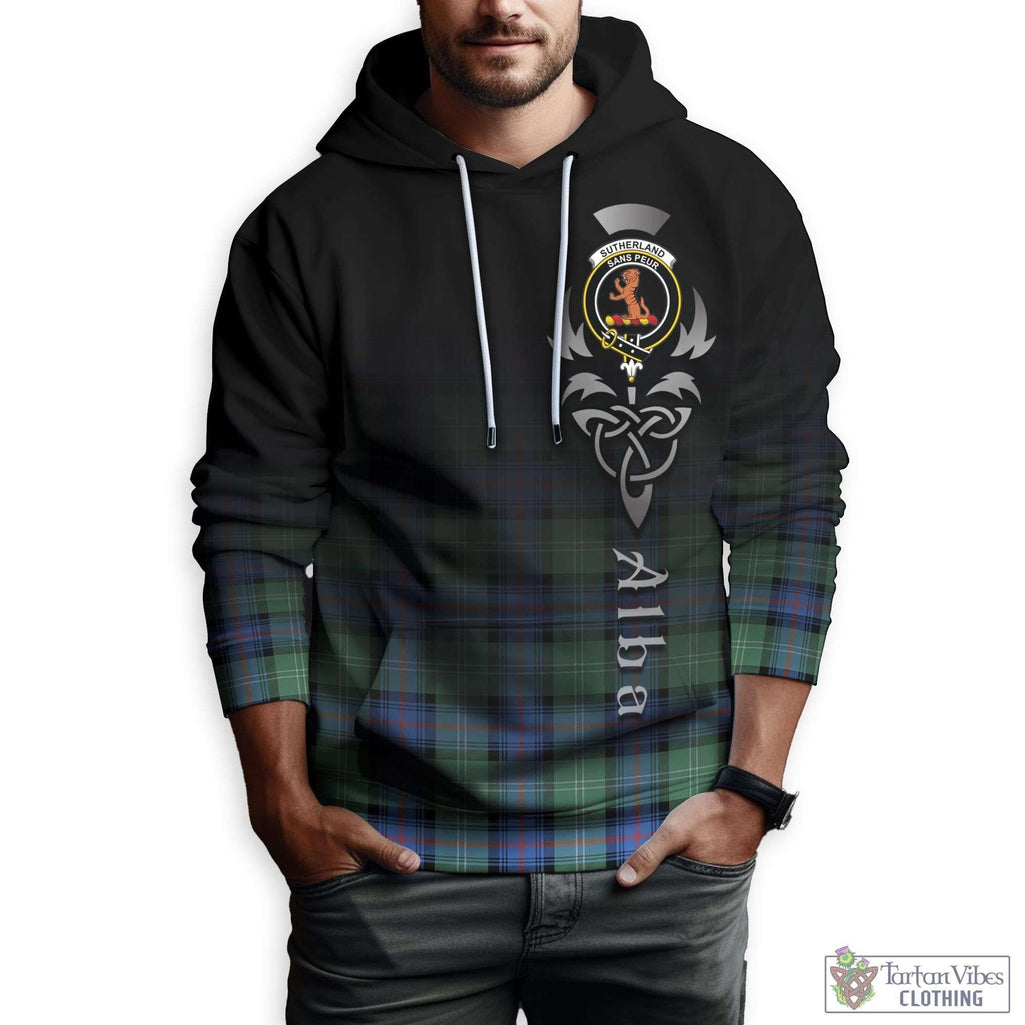 Tartan Vibes Clothing Sutherland Ancient Tartan Hoodie Featuring Alba Gu Brath Family Crest Celtic Inspired