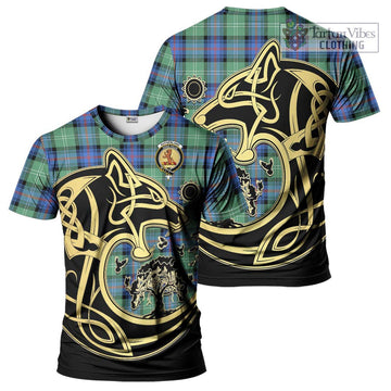 Sutherland Ancient Tartan T-Shirt with Family Crest Celtic Wolf Style