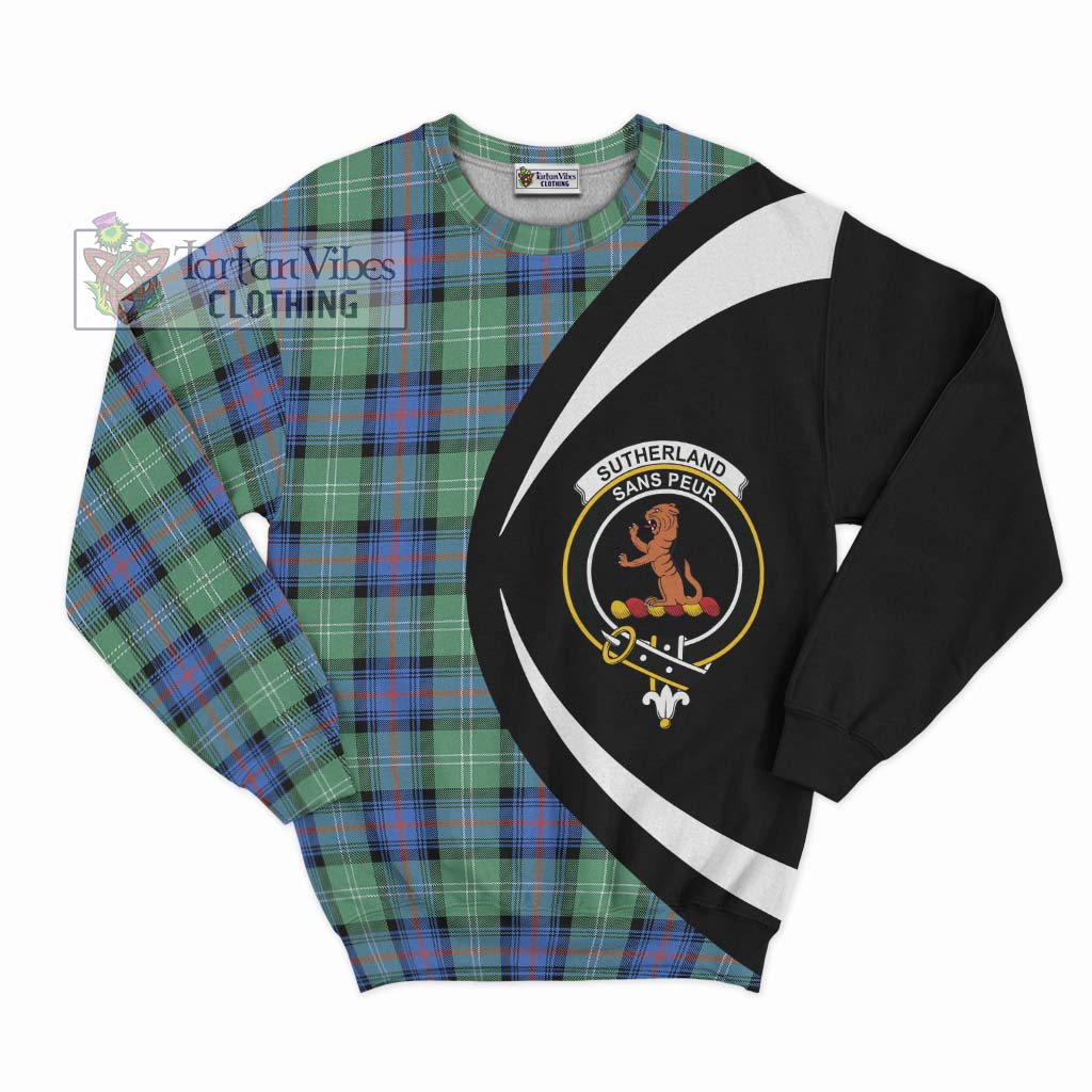 Tartan Vibes Clothing Sutherland Ancient Tartan Sweatshirt with Family Crest Circle Style