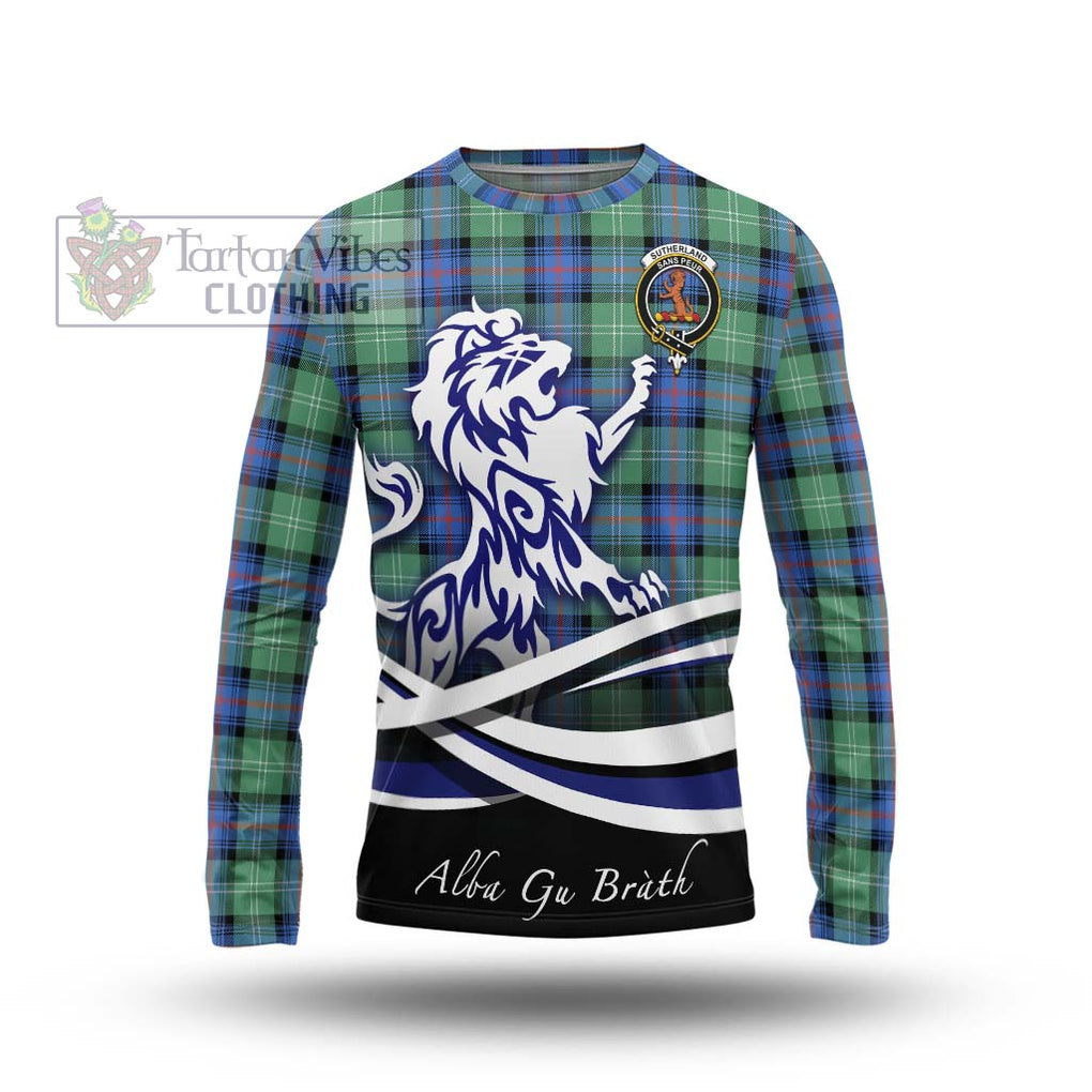 Sutherland Ancient Tartan Long Sleeve T-Shirt with Alba Gu Brath Regal Lion Emblem Unisex - Tartanvibesclothing Shop