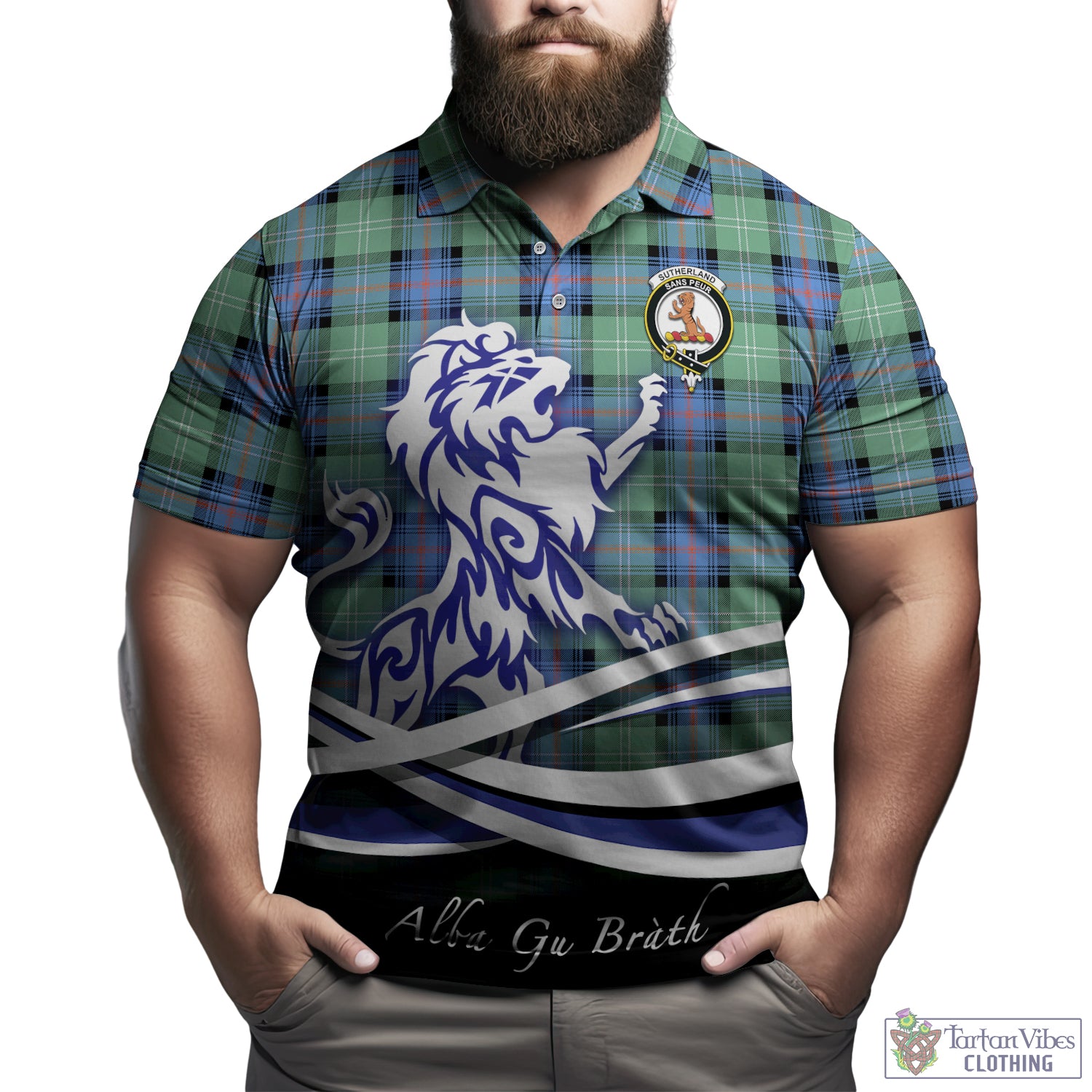 sutherland-ancient-tartan-polo-shirt-with-alba-gu-brath-regal-lion-emblem