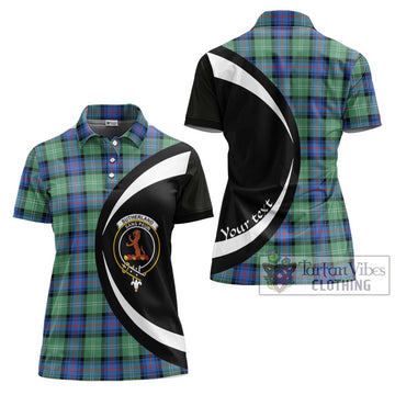 Sutherland Ancient Tartan Women's Polo Shirt with Family Crest Circle Style