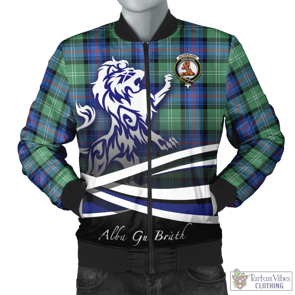 Tartan Vibes Clothing Sutherland Ancient Tartan Bomber Jacket with Alba Gu Brath Regal Lion Emblem