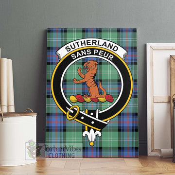 Sutherland Ancient Tartan Canvas Print Wall Art with Family Crest