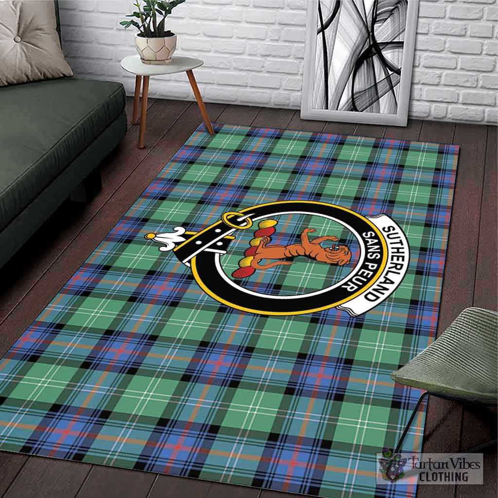 Tartan Vibes Clothing Sutherland Ancient Tartan Area Rug with Family Crest